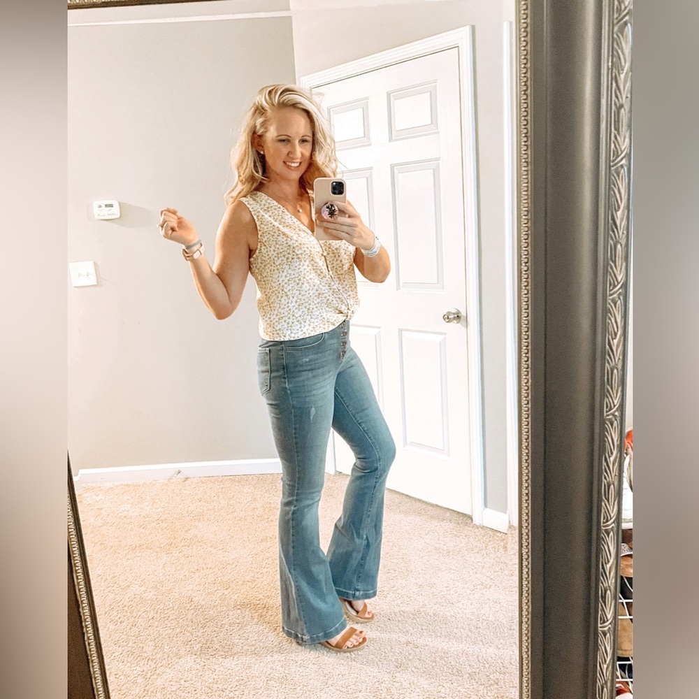 Rachel Zoe Yellow Floral Sleeveless Blouse Women's Medium